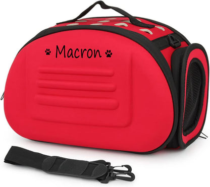 Foldable Soft Dog Carrier Kennel, Personalized Pet Carrier Custom Name and Paw Pattern Breathable Cat Carrier Shoulder Bag, Portable Pets Handbag for Cat Dog and Small Animal(M,Yellow)