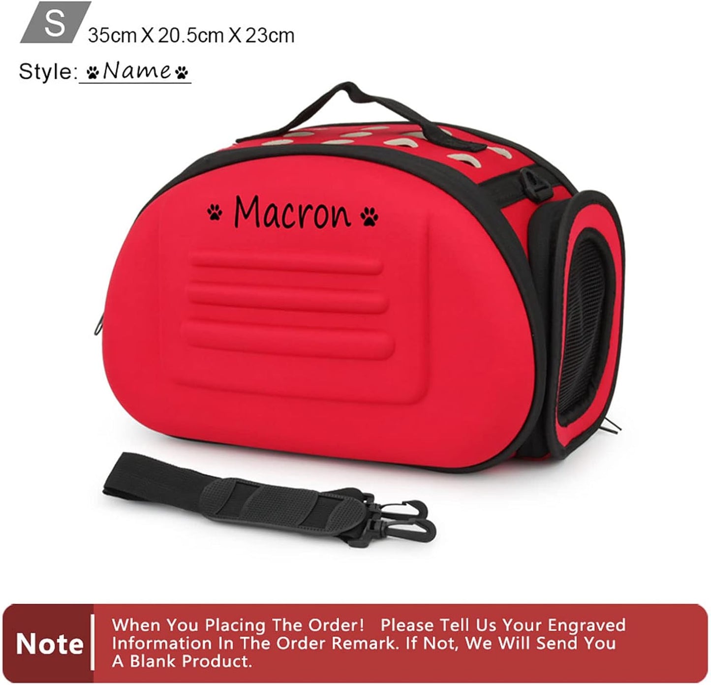 Foldable Soft Dog Carrier Kennel, Personalized Pet Carrier Custom Name and Paw Pattern Breathable Cat Carrier Shoulder Bag, Portable Pets Handbag for Cat Dog and Small Animal(M,Yellow)