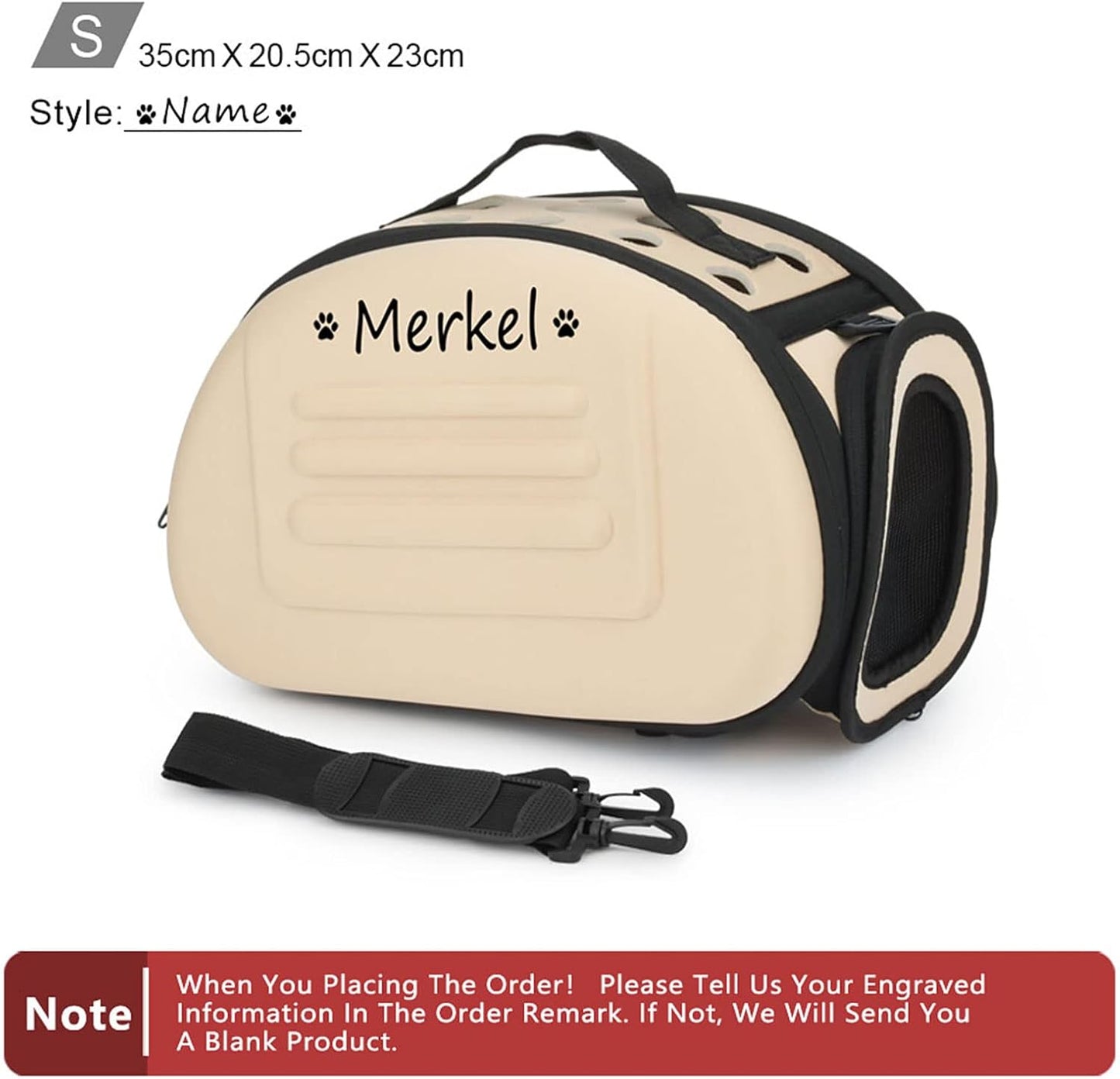 Foldable Soft Dog Carrier Kennel, Personalized Pet Carrier Custom Name and Paw Pattern Breathable Cat Carrier Shoulder Bag, Portable Pets Handbag for Cat Dog and Small Animal(M,Yellow)