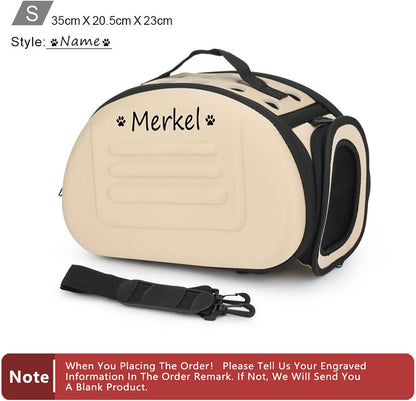 Foldable Soft Dog Carrier Kennel, Personalized Pet Carrier Custom Name and Paw Pattern Breathable Cat Carrier Shoulder Bag, Portable Pets Handbag for Cat Dog and Small Animal(M,Yellow)