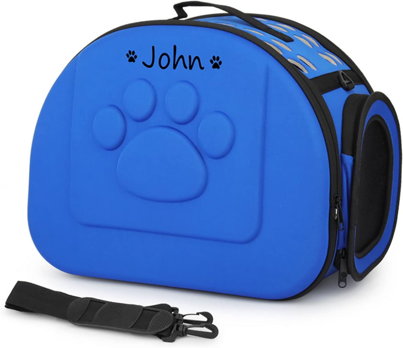 Foldable Soft Dog Carrier Kennel, Personalized Pet Carrier Custom Name and Paw Pattern Breathable Cat Carrier Shoulder Bag, Portable Pets Handbag for Cat Dog and Small Animal(M,Yellow)