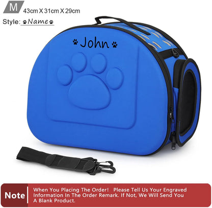 Foldable Soft Dog Carrier Kennel, Personalized Pet Carrier Custom Name and Paw Pattern Breathable Cat Carrier Shoulder Bag, Portable Pets Handbag for Cat Dog and Small Animal(M,Yellow)
