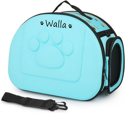 Foldable Soft Dog Carrier Kennel, Personalized Pet Carrier Custom Name and Paw Pattern Breathable Cat Carrier Shoulder Bag, Portable Pets Handbag for Cat Dog and Small Animal(M,Yellow)