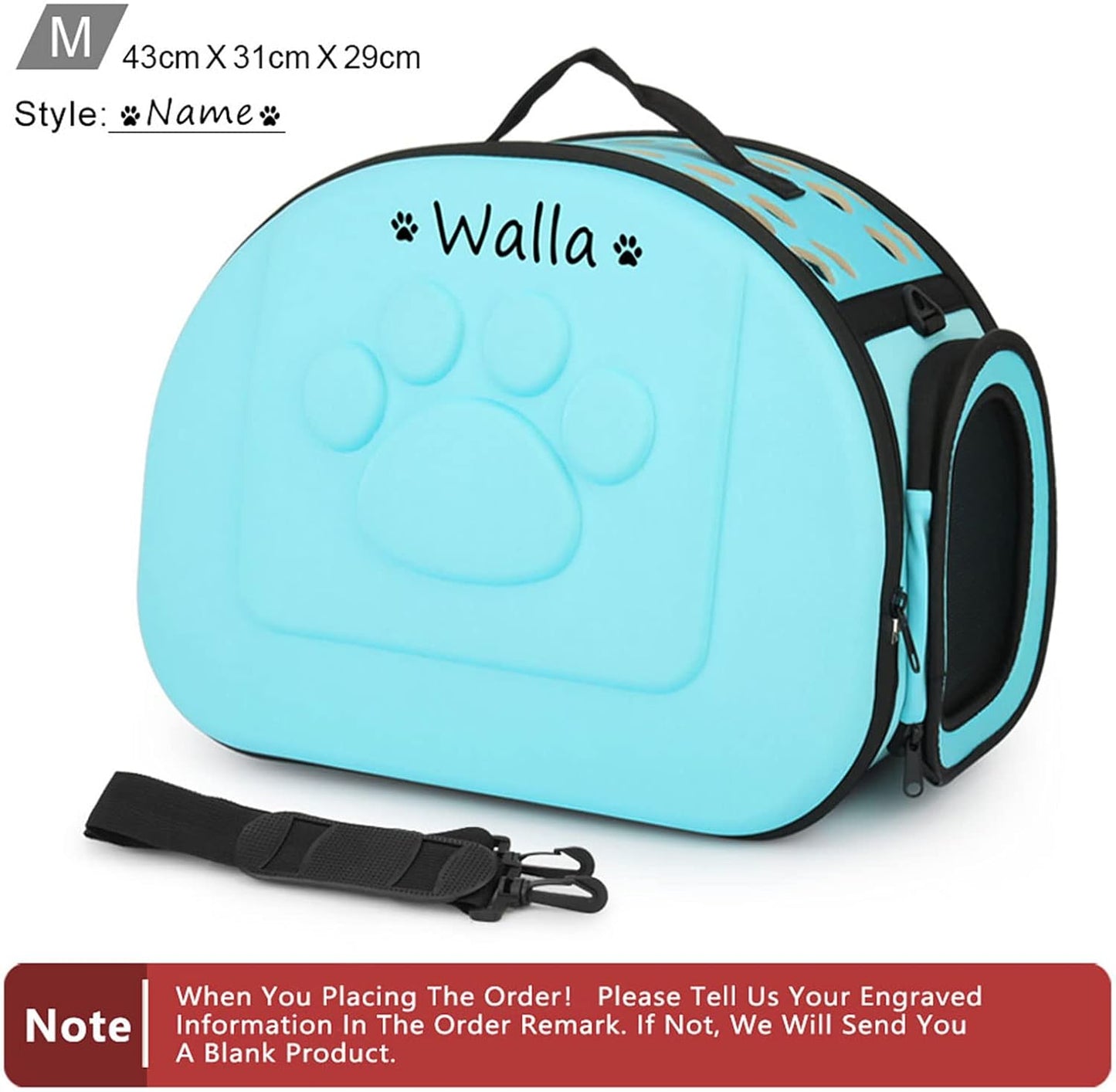 Foldable Soft Dog Carrier Kennel, Personalized Pet Carrier Custom Name and Paw Pattern Breathable Cat Carrier Shoulder Bag, Portable Pets Handbag for Cat Dog and Small Animal(M,Yellow)