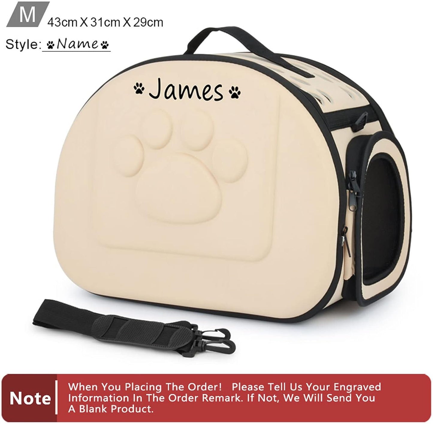 Foldable Soft Dog Carrier Kennel, Personalized Pet Carrier Custom Name and Paw Pattern Breathable Cat Carrier Shoulder Bag, Portable Pets Handbag for Cat Dog and Small Animal(M,Yellow)