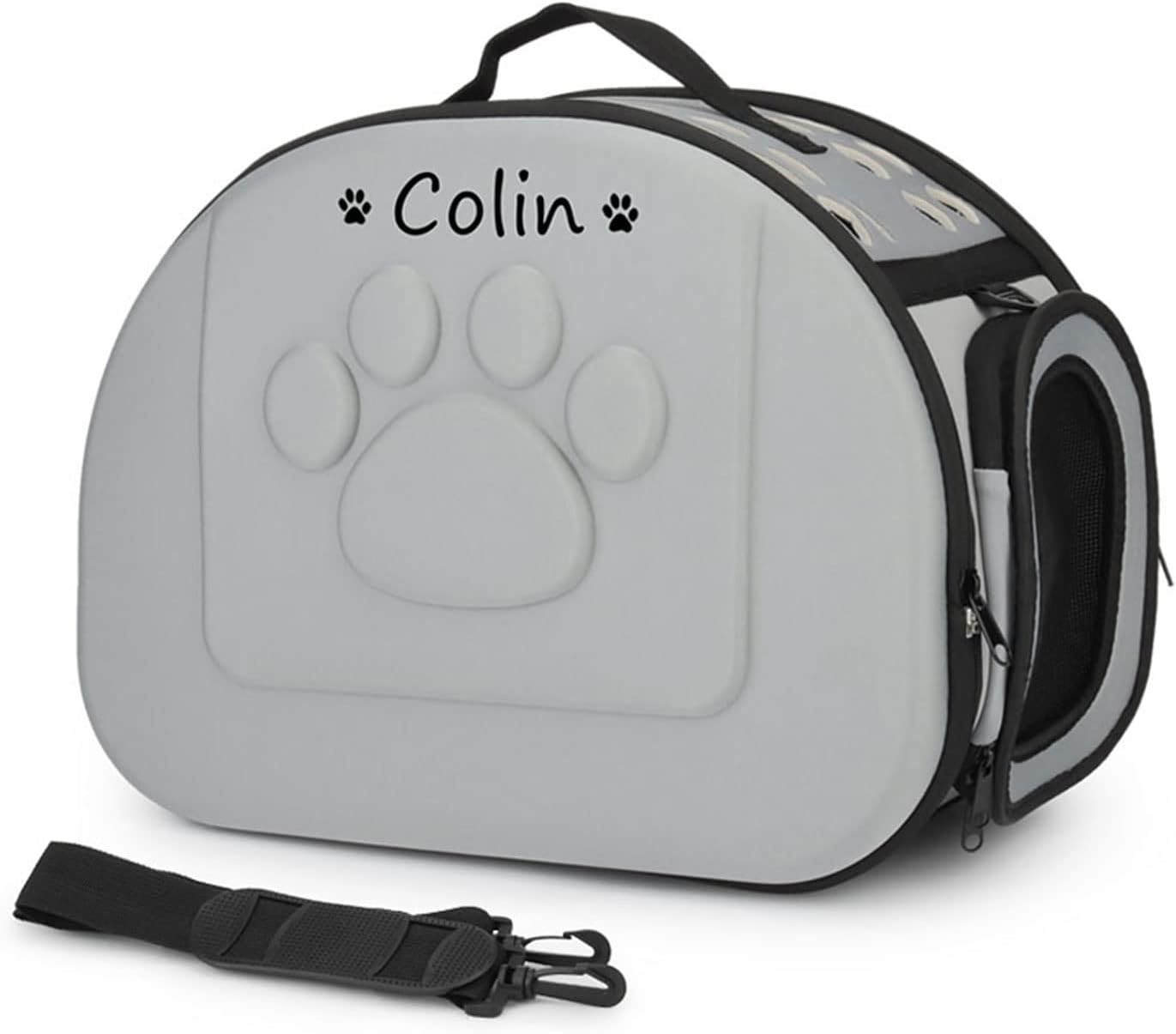 Foldable Soft Dog Carrier Kennel, Personalized Pet Carrier Custom Name and Paw Pattern Breathable Cat Carrier Shoulder Bag, Portable Pets Handbag for Cat Dog and Small Animal(M,Yellow)