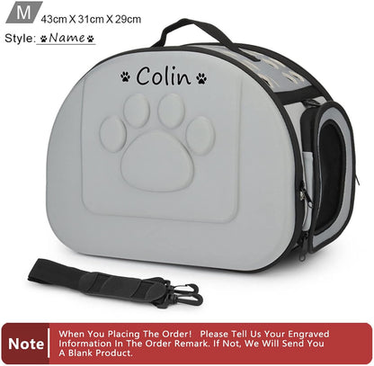 Foldable Soft Dog Carrier Kennel, Personalized Pet Carrier Custom Name and Paw Pattern Breathable Cat Carrier Shoulder Bag, Portable Pets Handbag for Cat Dog and Small Animal(M,Yellow)