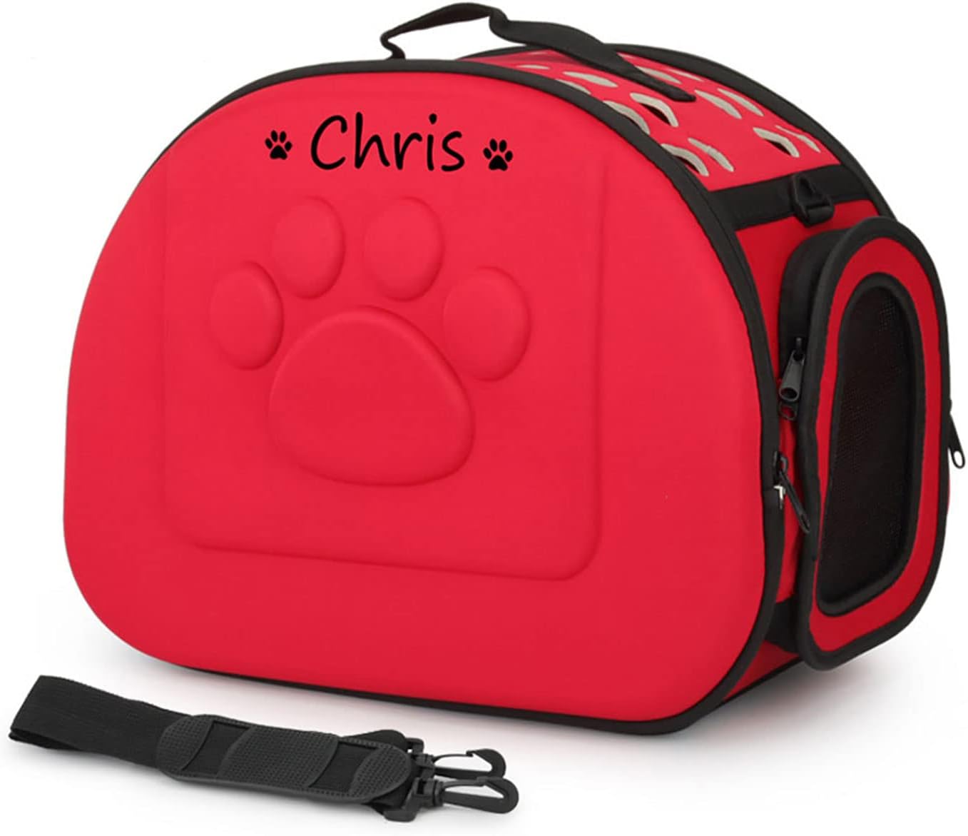 Foldable Soft Dog Carrier Kennel, Personalized Pet Carrier Custom Name and Paw Pattern Breathable Cat Carrier Shoulder Bag, Portable Pets Handbag for Cat Dog and Small Animal(M,Yellow)