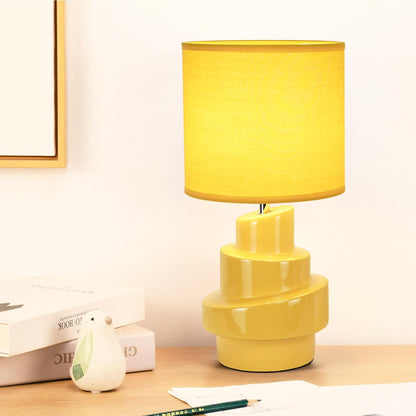 Circo Small Table Lamp for Living Room as Bedside Table Lamp for Bedroom,Modern Ceramic Table Lamp,Kids Table Lamp,Night Table Lamp,Φ7.09×H13.78IN,Bulb Excluded,Yellow Table Lamp