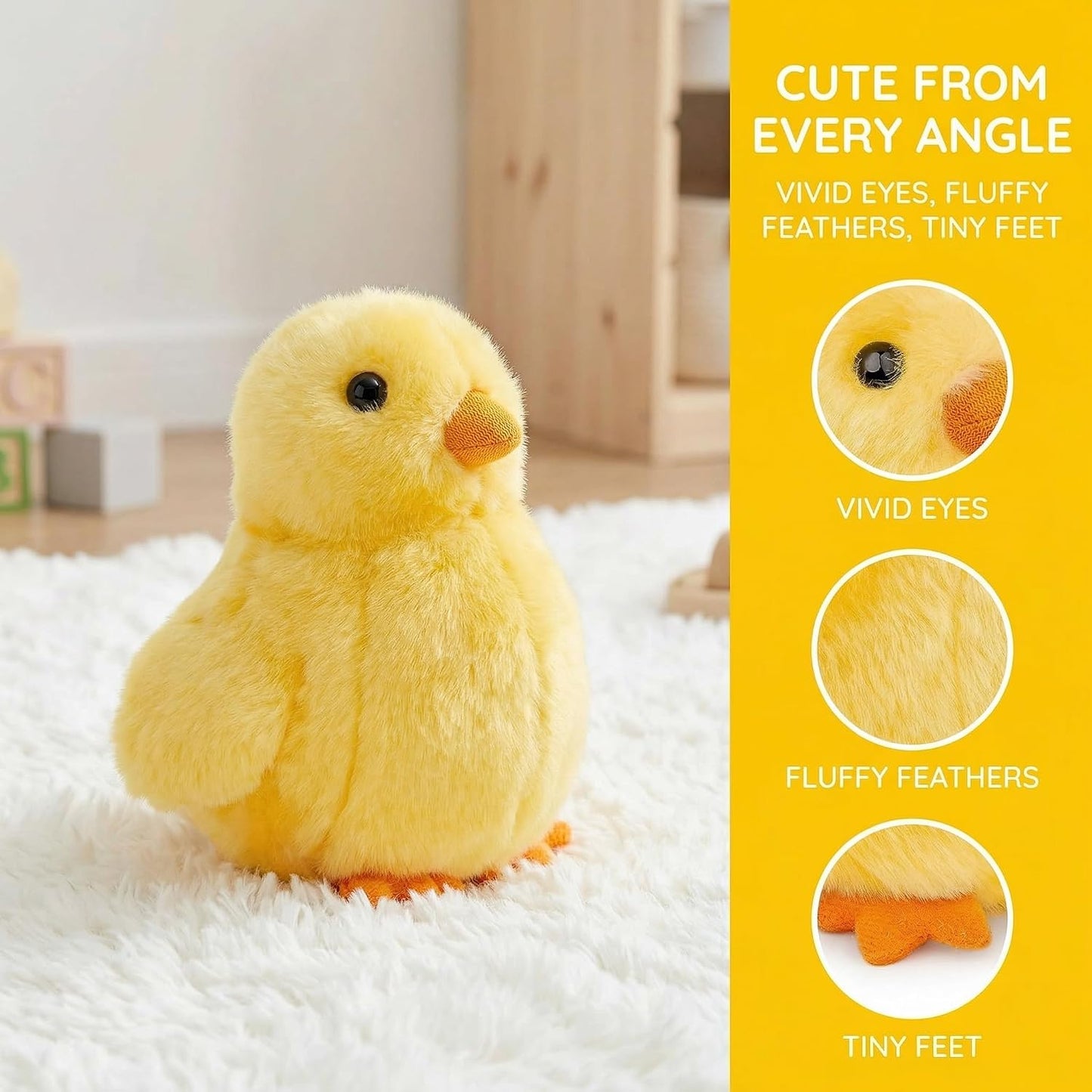 Little Yellow Chicken Plush, 5inch Simulation Stuffed Animal, Baby Chicken Doll Plush Toys as Gift for Your Kids