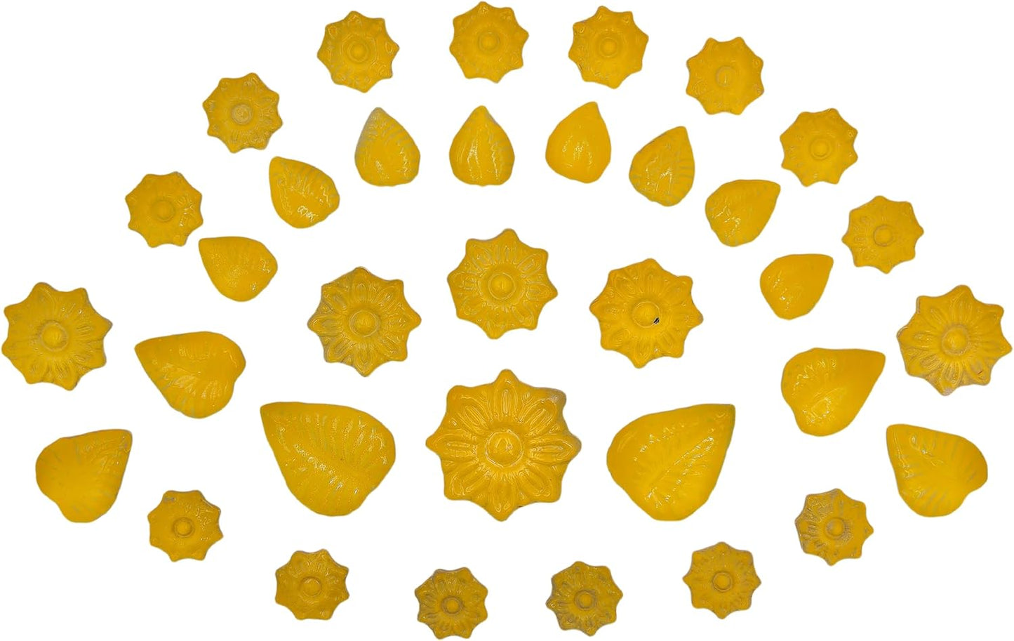 500g/1.1lb Ceramic Mosaic Tiles for Crafts,3 Size Flowers & Leaves Ceramic Mosaic Tiles Pieces for Home Decoration or DIY Crafts,Such as Mosaic Coasters, vases, Picture Frames, Cups (Yellow)