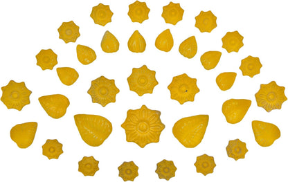 500g/1.1lb Ceramic Mosaic Tiles for Crafts,3 Size Flowers & Leaves Ceramic Mosaic Tiles Pieces for Home Decoration or DIY Crafts,Such as Mosaic Coasters, vases, Picture Frames, Cups (Yellow)