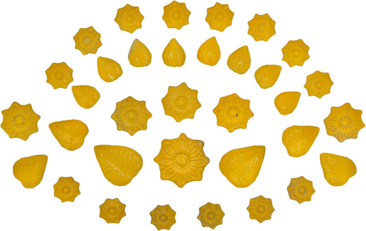 500g/1.1lb Ceramic Mosaic Tiles for Crafts,3 Size Flowers & Leaves Ceramic Mosaic Tiles Pieces for Home Decoration or DIY Crafts,Such as Mosaic Coasters, vases, Picture Frames, Cups (Yellow)