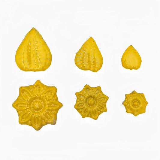 500g/1.1lb Ceramic Mosaic Tiles for Crafts,3 Size Flowers & Leaves Ceramic Mosaic Tiles Pieces for Home Decoration or DIY Crafts,Such as Mosaic Coasters, vases, Picture Frames, Cups (Yellow)