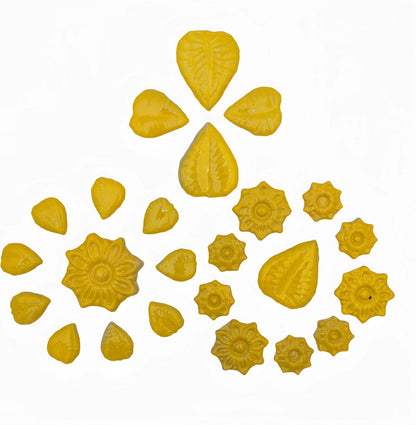 500g/1.1lb Ceramic Mosaic Tiles for Crafts,3 Size Flowers & Leaves Ceramic Mosaic Tiles Pieces for Home Decoration or DIY Crafts,Such as Mosaic Coasters, vases, Picture Frames, Cups (Yellow)