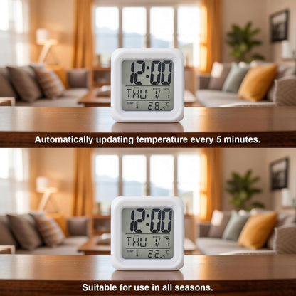 Abstract Street Art Alarm Clock, Yellow Gary Color Stitching Digital Clock Night Light with 7 Color, Calendar Temperature Display, LED Small Desk Clock for Bedrooms Living Room Bedside
