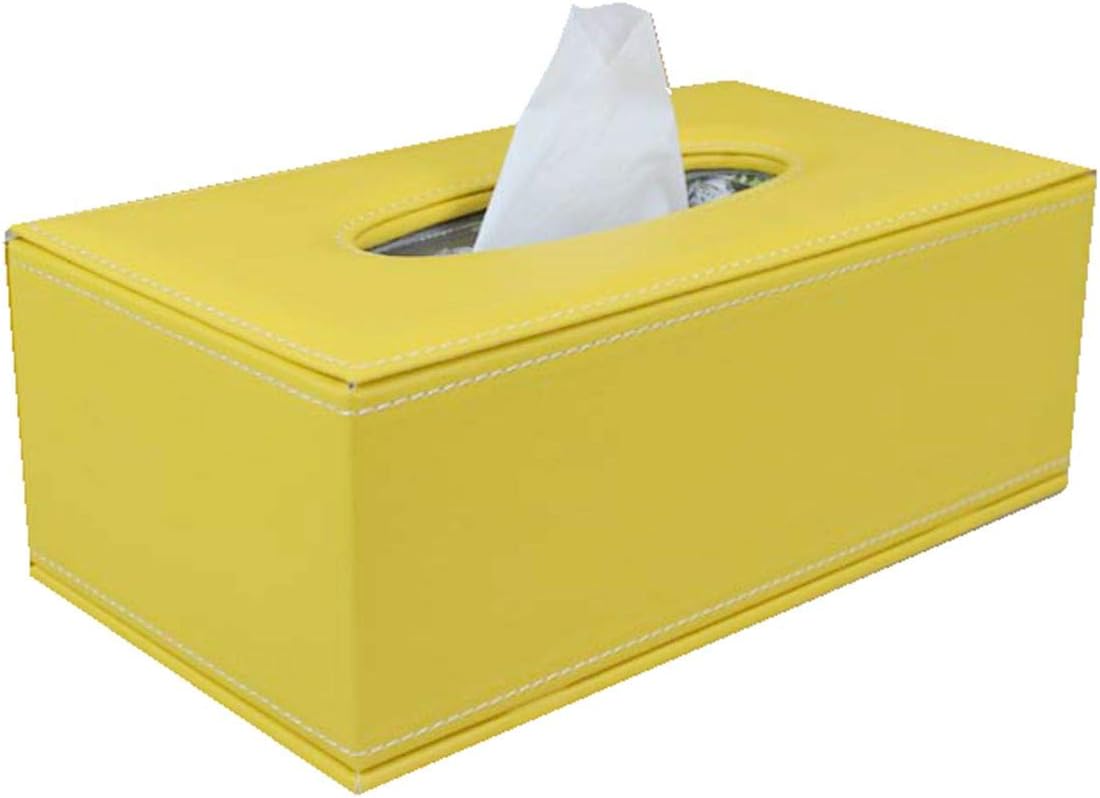 Home Decor PU Leather Tissue Box Cover Rectangular Tissue Box Holders (Yellow)