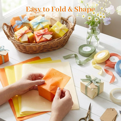 330 Sheets Orange Yellow Tissue Paper, 6 Colors, 14 X 10 inches | Gradient Shades Fit Small Gifts and Bouquets Or Shape into Sunflowers, Marigolds, Daffodils and Pom-poms