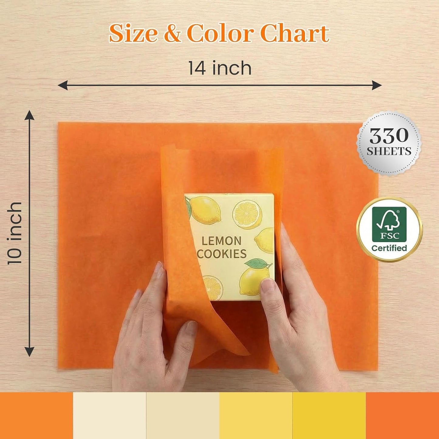 330 Sheets Orange Yellow Tissue Paper, 6 Colors, 14 X 10 inches | Gradient Shades Fit Small Gifts and Bouquets Or Shape into Sunflowers, Marigolds, Daffodils and Pom-poms