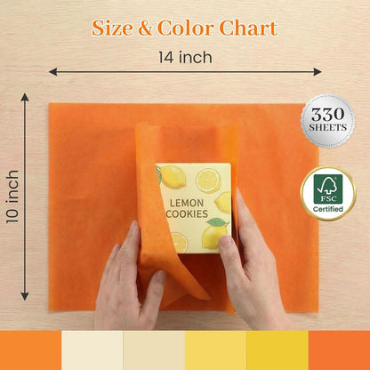 330 Sheets Orange Yellow Tissue Paper, 6 Colors, 14 X 10 inches | Gradient Shades Fit Small Gifts and Bouquets Or Shape into Sunflowers, Marigolds, Daffodils and Pom-poms