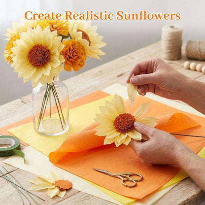 330 Sheets Orange Yellow Tissue Paper, 6 Colors, 14 X 10 inches | Gradient Shades Fit Small Gifts and Bouquets Or Shape into Sunflowers, Marigolds, Daffodils and Pom-poms