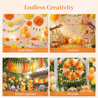 330 Sheets Orange Yellow Tissue Paper, 6 Colors, 14 X 10 inches | Gradient Shades Fit Small Gifts and Bouquets Or Shape into Sunflowers, Marigolds, Daffodils and Pom-poms