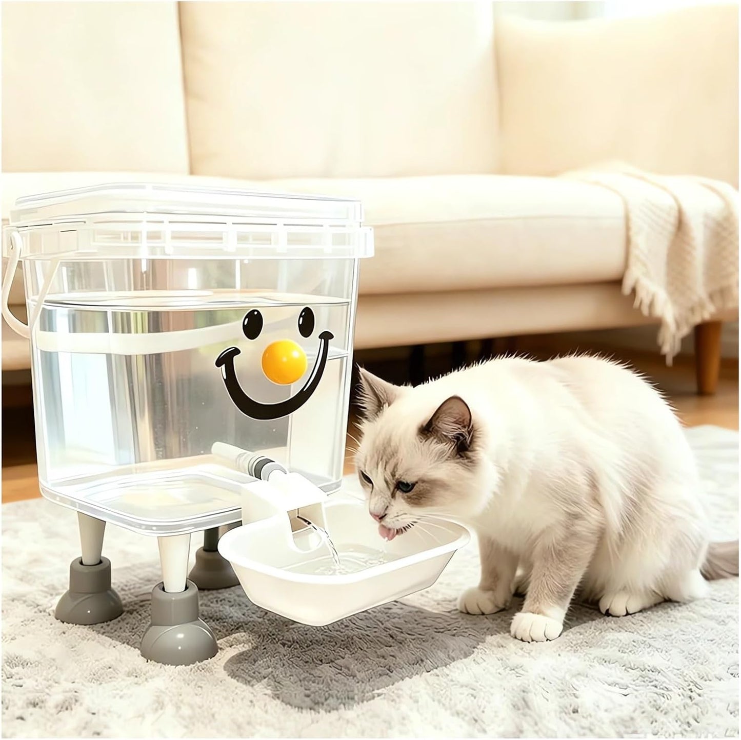 Pets Water Dispenser with Large Capacity Small Large Cats ＆ Dogs No Spilling Automatic Gravity Water Bowl Auto Fill Waterer Dish Self Watering Animal Water Fountain Feeder (Yellow, 1.3, Gallons)