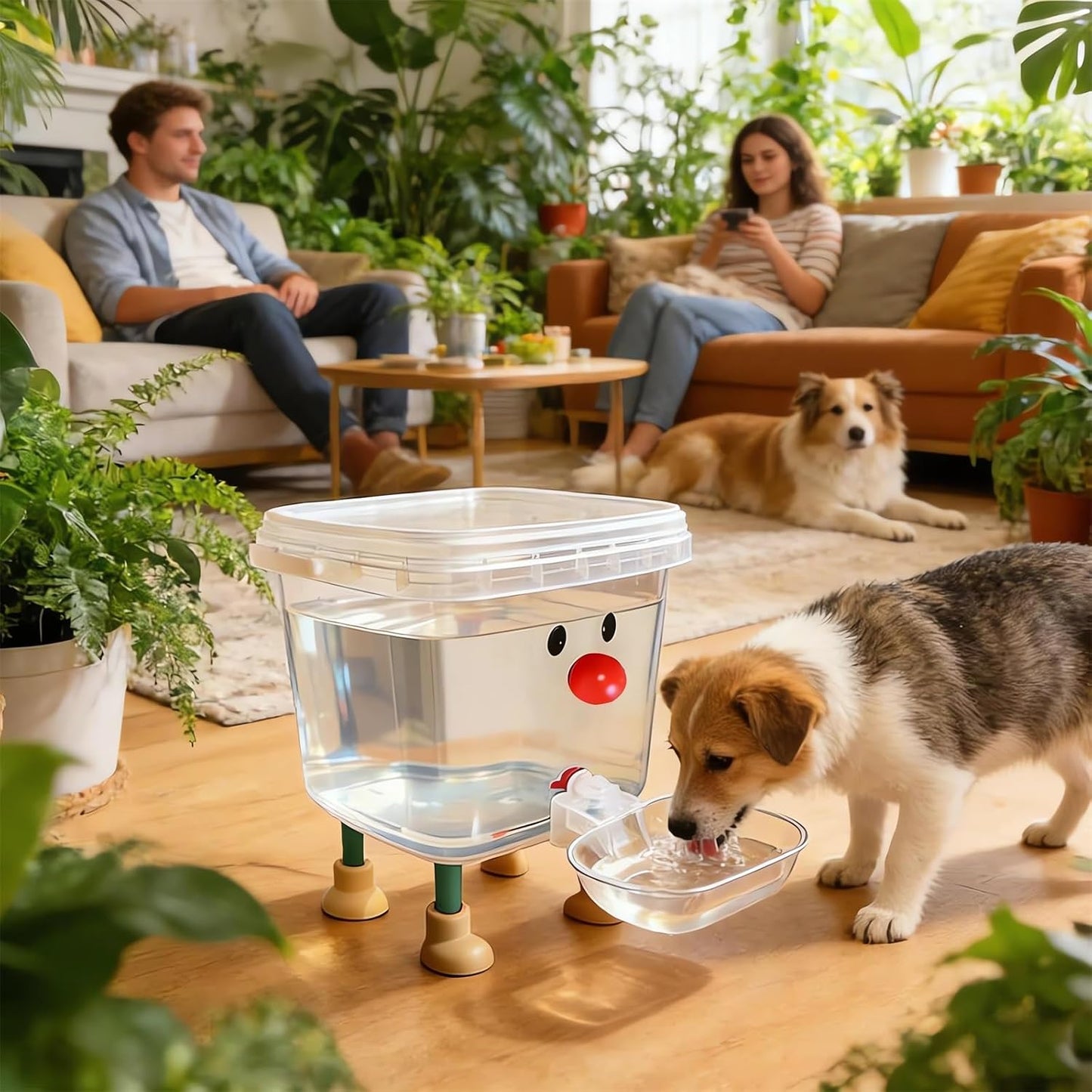 Pets Water Dispenser with Large Capacity Small Large Cats ＆ Dogs No Spilling Automatic Gravity Water Bowl Auto Fill Waterer Dish Self Watering Animal Water Fountain Feeder (Yellow, 1.3, Gallons)