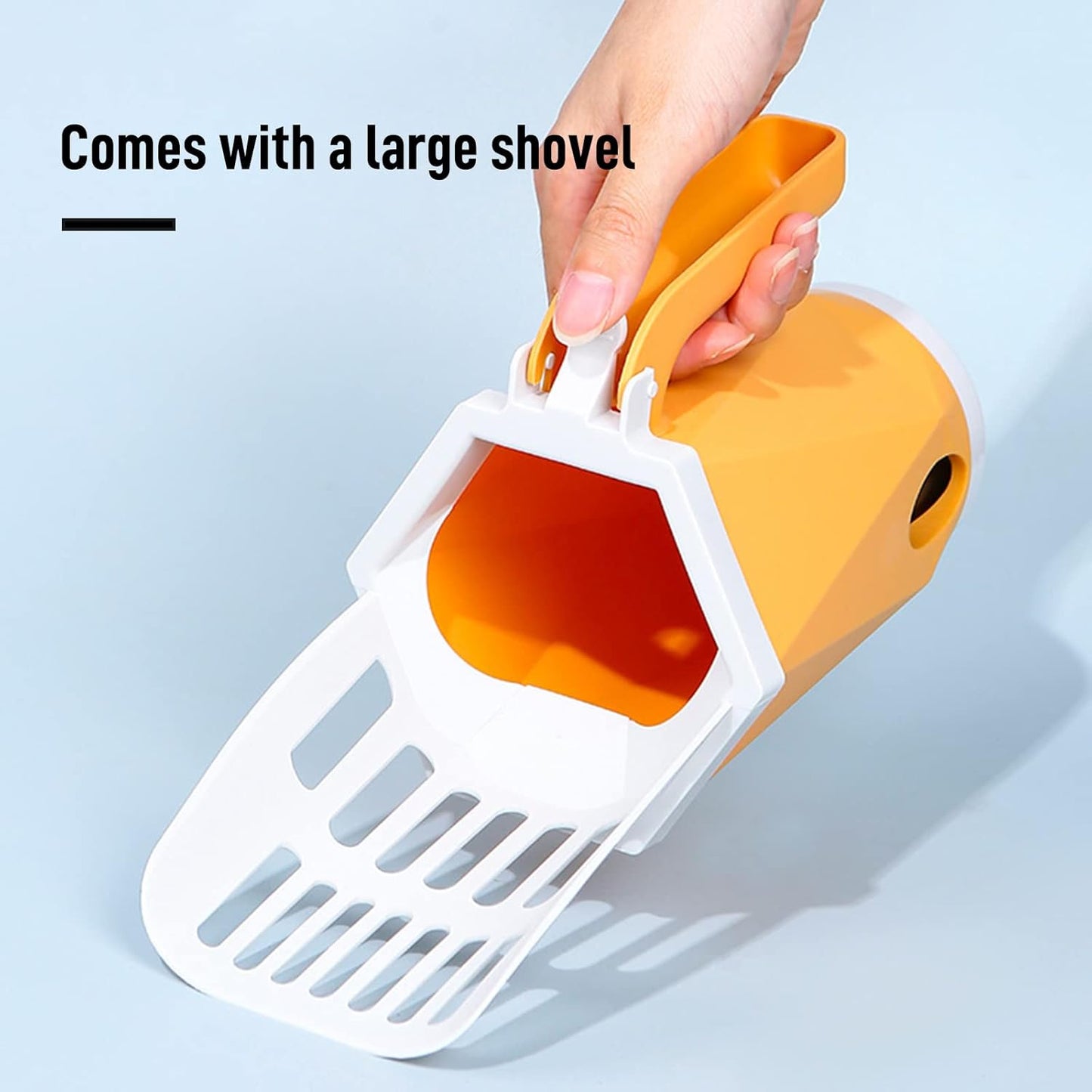Cat Litter Scoop, Cat Litter Scooper with Trash Container, Cat Litter Shovel with Waste Can, Removable Cat Litter Scoop Holder, Large Capacity Portable Cat Litter Scooper (Yellow)