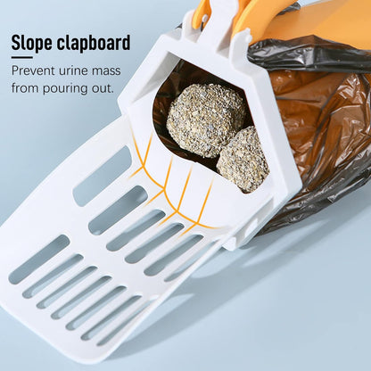 Cat Litter Scoop, Cat Litter Scooper with Trash Container, Cat Litter Shovel with Waste Can, Removable Cat Litter Scoop Holder, Large Capacity Portable Cat Litter Scooper (Yellow)