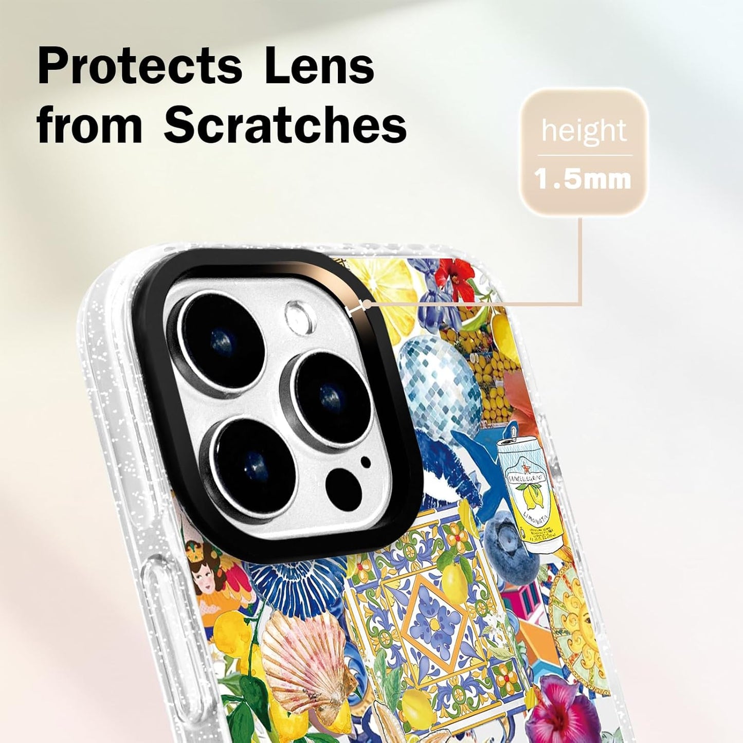 for iPhone 13 mini Case [Military-Grade Drop Protection/Luxurious Soft TPU Protective/Camera Protection/for Women & Girls]-Vibrant Sicilian Mediterranean Collage Art