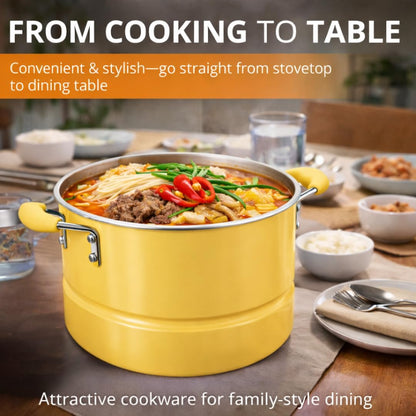 Alpine Cuisine 12-Quart Stock Pot with Lid, Aluminum Cooking Pot with Gray Ceramic Nonstick Coating for Soup, Pasta & Stews, Lemon Drop Yellow