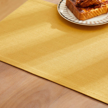 ZeeMart Rustic Cotton Linen Table Runner, 13x36 Inches Yellow | Farmhouse Style Linen Table Runners 36 Inches Long, Washable Kitchen Dining Table Decoration for Home Party Decor