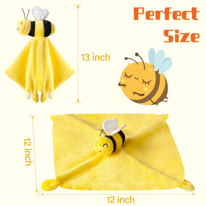 Bee Loveys for Babies Soft Security Blanket Baby Snuggle Toy Stuffed Animal Blanket Unisex Lovie Baby Gifts for Infant and Toddler Yellow 12 Inch