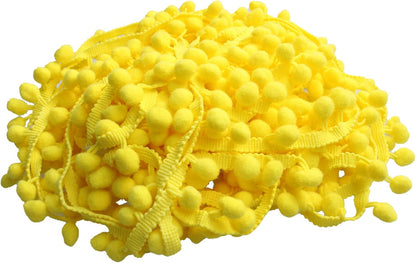20 Yards Pom Pom Trim Ball Fringe Ribbon, Yellow Ribbon Sewing Tassel Ball Applique for DIY, Sewing, Crafts, Decoration