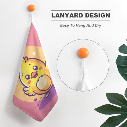 Yellow Cartoon Chicken Kitchen Towels Set -1PCS Super Absorbent Hand Towels, Soft Face Towel Set with Hanging Loop Lightweight Quick Dry Microfiber Dish Towels for Yoga Camping Hotel Spa Travel