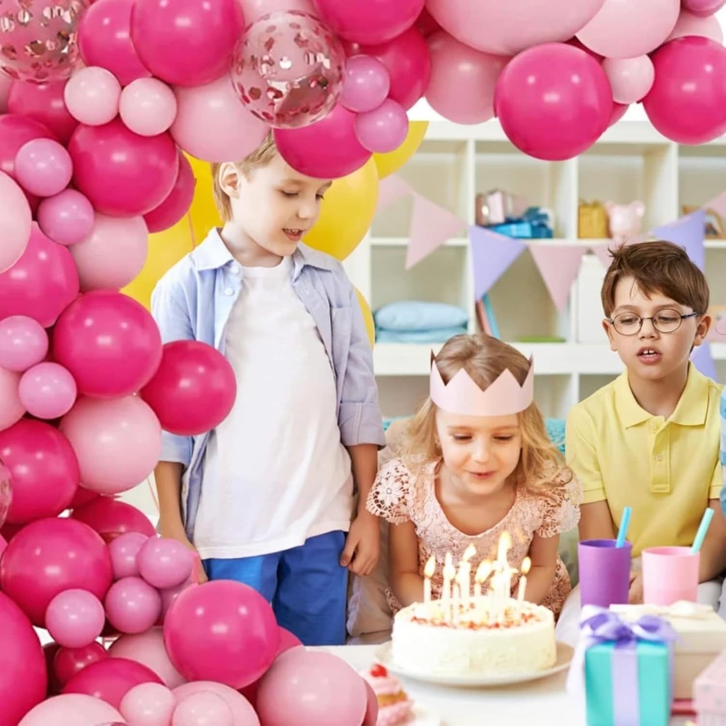 Yellow Balloons Kit, 50Pcs Matte Lemon Yellow Latex Balloons 12In Size | white Metallic Gold Balloon for Birthday Wedding Baby Shower Bride Sunflower Party Decoration