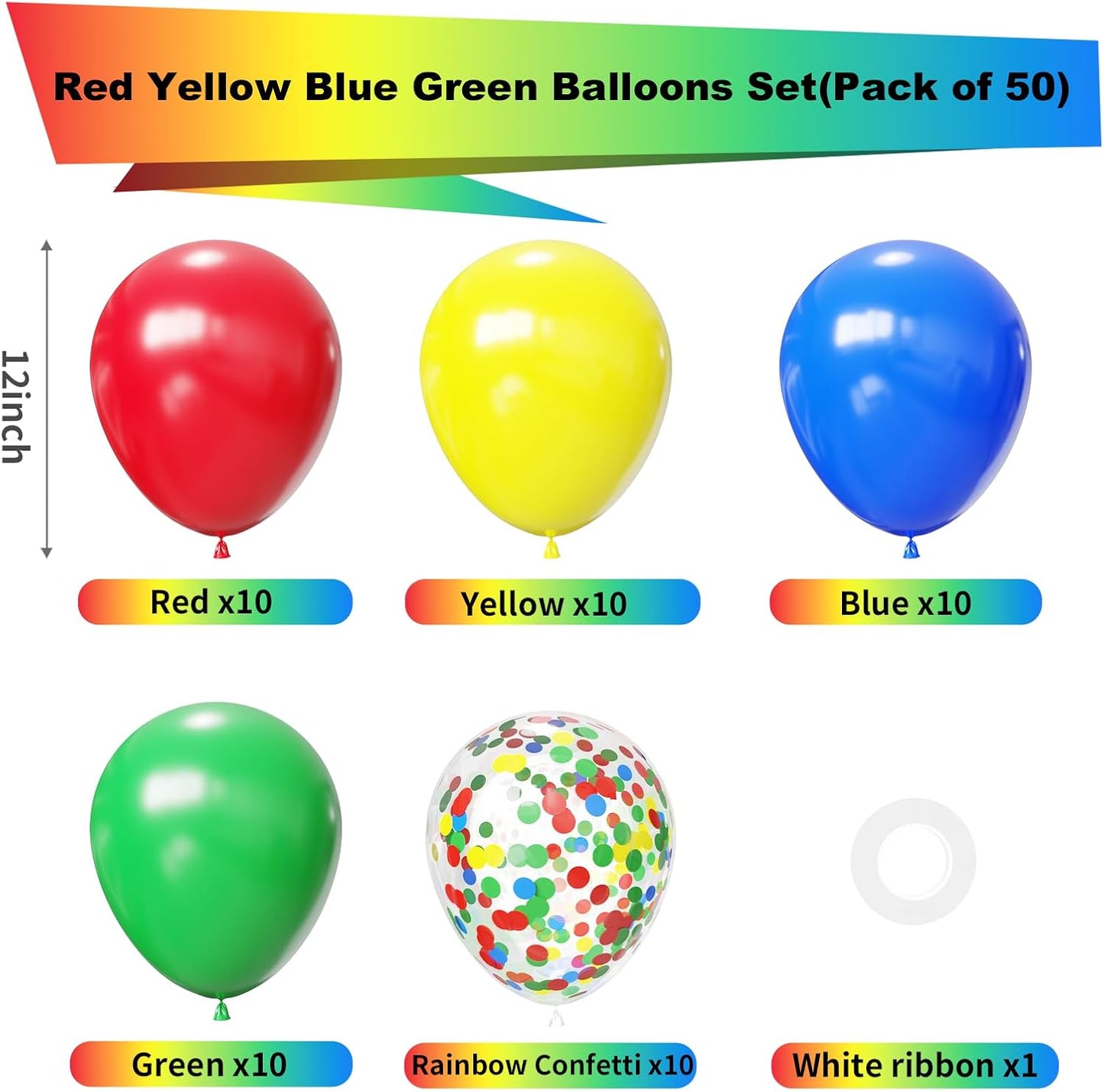 Yellow Balloons Kit, 50Pcs Matte Lemon Yellow Latex Balloons 12In Size | white Metallic Gold Balloon for Birthday Wedding Baby Shower Bride Sunflower Party Decoration