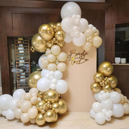 Yellow Balloons Kit, 50Pcs Matte Lemon Yellow Latex Balloons 12In Size | white Metallic Gold Balloon for Birthday Wedding Baby Shower Bride Sunflower Party Decoration
