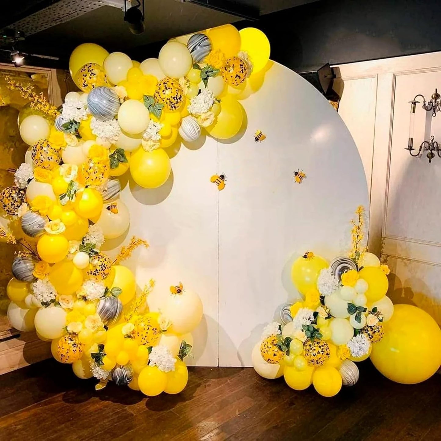 Yellow Balloons Kit, 50Pcs Matte Lemon Yellow Latex Balloons 12In Size | white Metallic Gold Balloon for Birthday Wedding Baby Shower Bride Sunflower Party Decoration