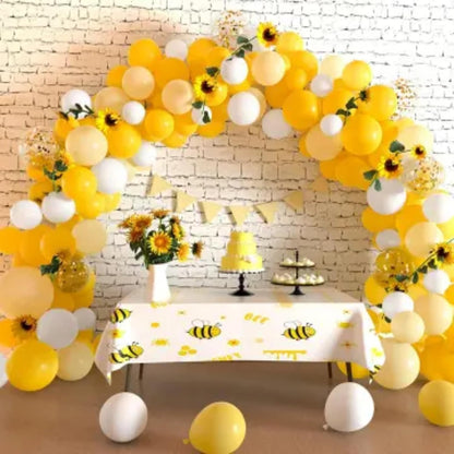 Yellow Balloons Kit, 50Pcs Matte Lemon Yellow Latex Balloons 12In Size | white Metallic Gold Balloon for Birthday Wedding Baby Shower Bride Sunflower Party Decoration