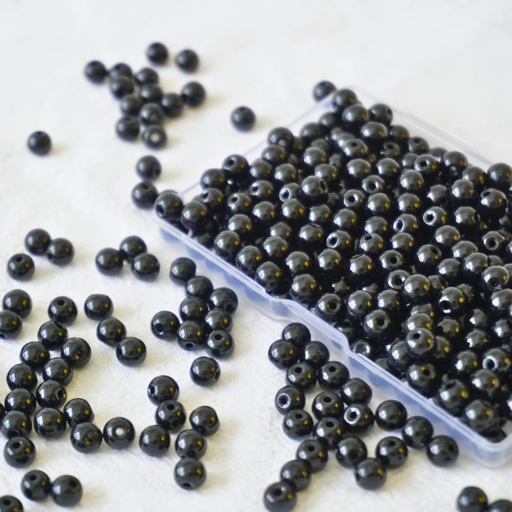 240pcs Glass Beads for Bracelets, 6mm Round Glass Beads for Jewelry Making DIY Crafts (Yellow)
