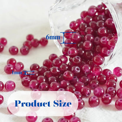 240pcs Glass Beads for Bracelets, 6mm Round Glass Beads for Jewelry Making DIY Crafts (Yellow)