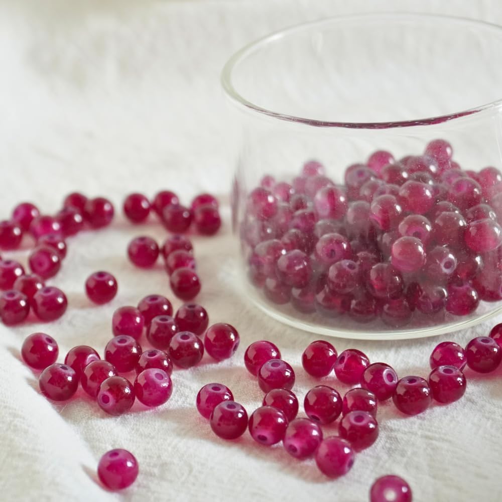 240pcs Glass Beads for Bracelets, 6mm Round Glass Beads for Jewelry Making DIY Crafts (Yellow)