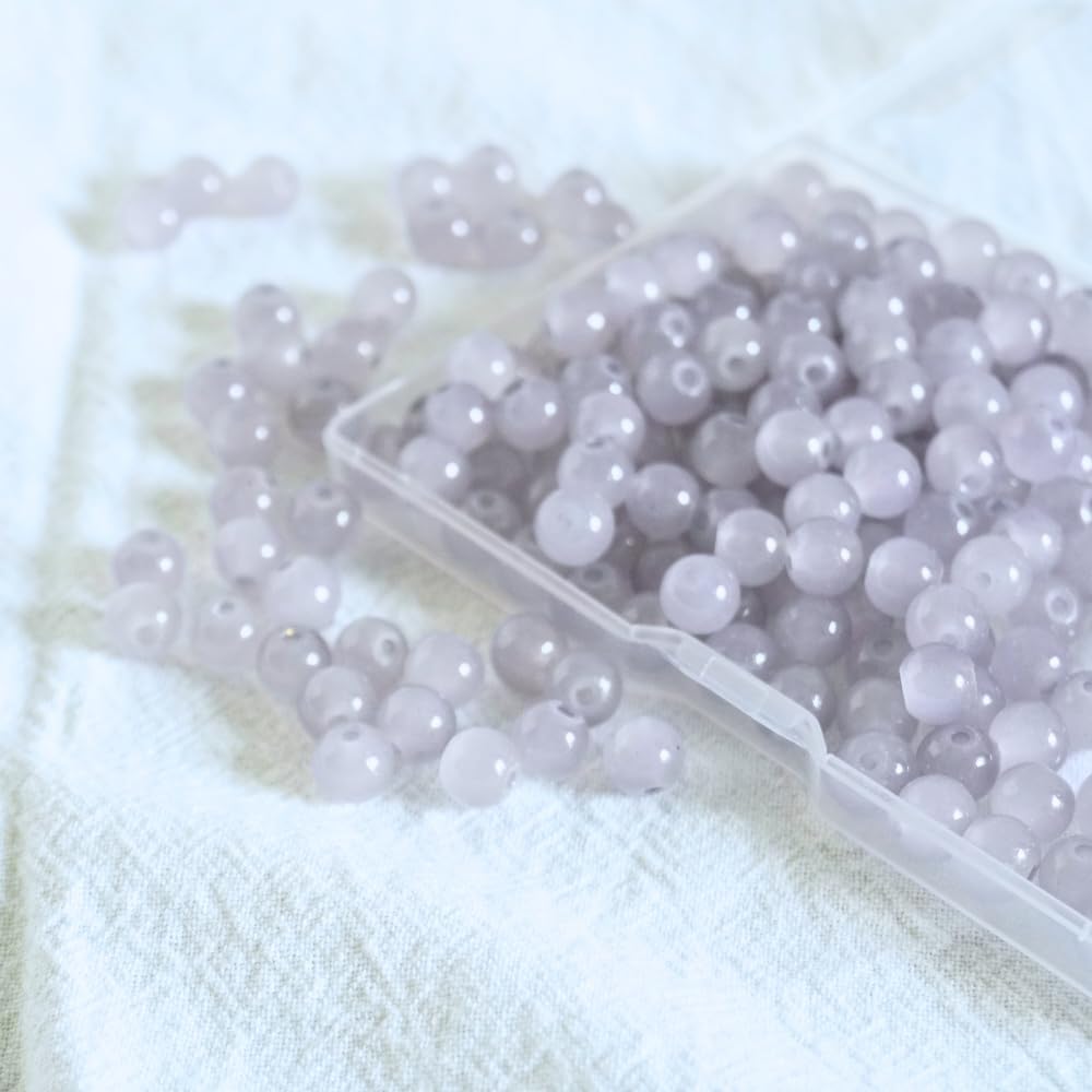 240pcs Glass Beads for Bracelets, 6mm Round Glass Beads for Jewelry Making DIY Crafts (Yellow)