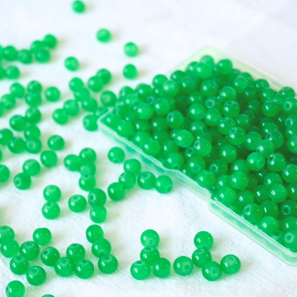240pcs Glass Beads for Bracelets, 6mm Round Glass Beads for Jewelry Making DIY Crafts (Yellow)