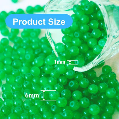 240pcs Glass Beads for Bracelets, 6mm Round Glass Beads for Jewelry Making DIY Crafts (Yellow)