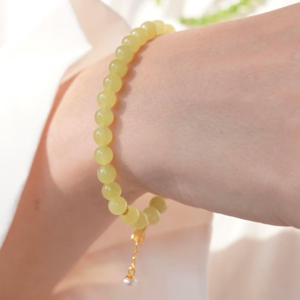 240pcs Glass Beads for Bracelets, 6mm Round Glass Beads for Jewelry Making DIY Crafts (Yellow)