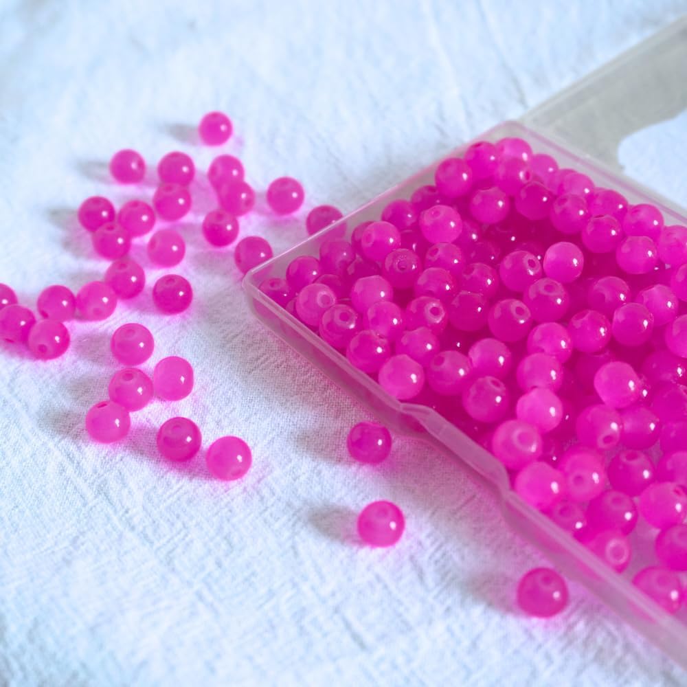 240pcs Glass Beads for Bracelets, 6mm Round Glass Beads for Jewelry Making DIY Crafts (Yellow)