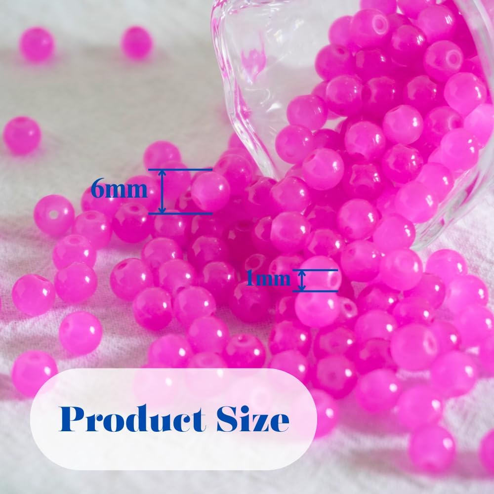 240pcs Glass Beads for Bracelets, 6mm Round Glass Beads for Jewelry Making DIY Crafts (Yellow)